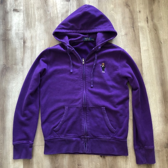 Polo, Ralph Lauren, Tuxedo Bear, Hoodie, Purple, Full Zip, Womens, Size M - Picture 3 of 15